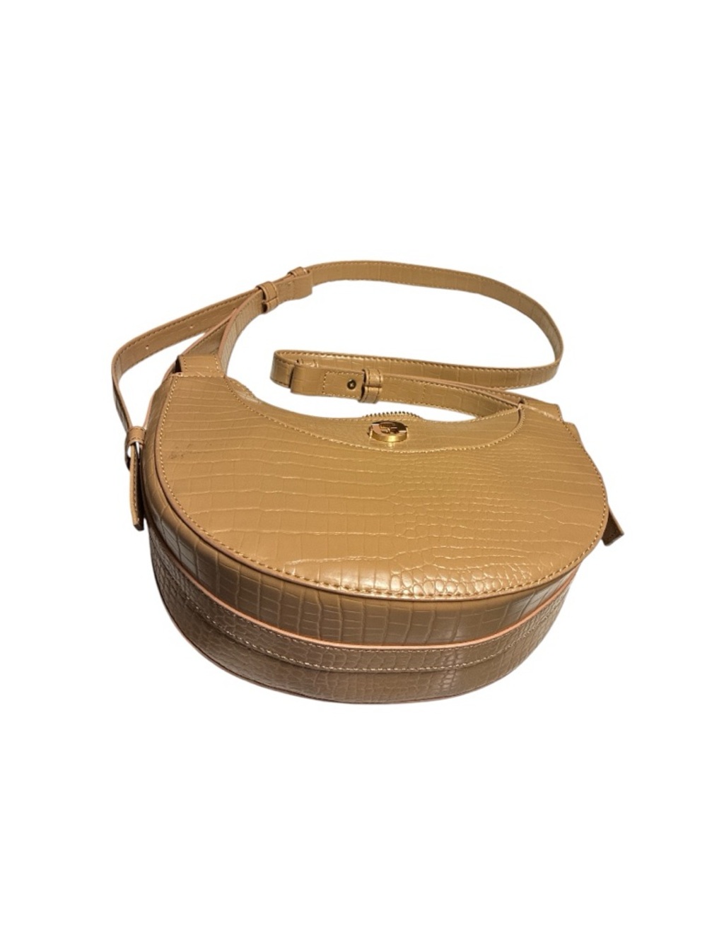 Time and Tru Olivia Mocha Spanish Crossbody Bag with Gold Hardware - Picture 6 of 7